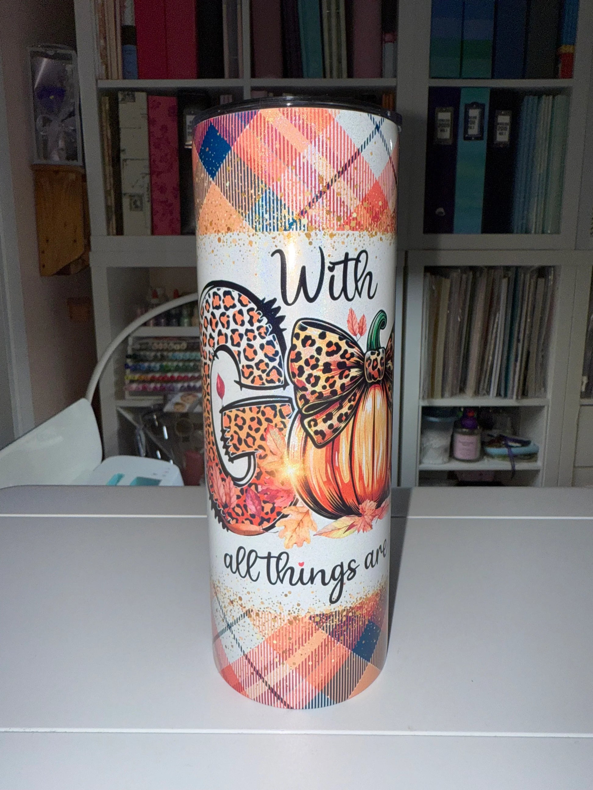 20 oz With God Pumpkin Holographic Tumbler - The Redheaded StoryKeeper