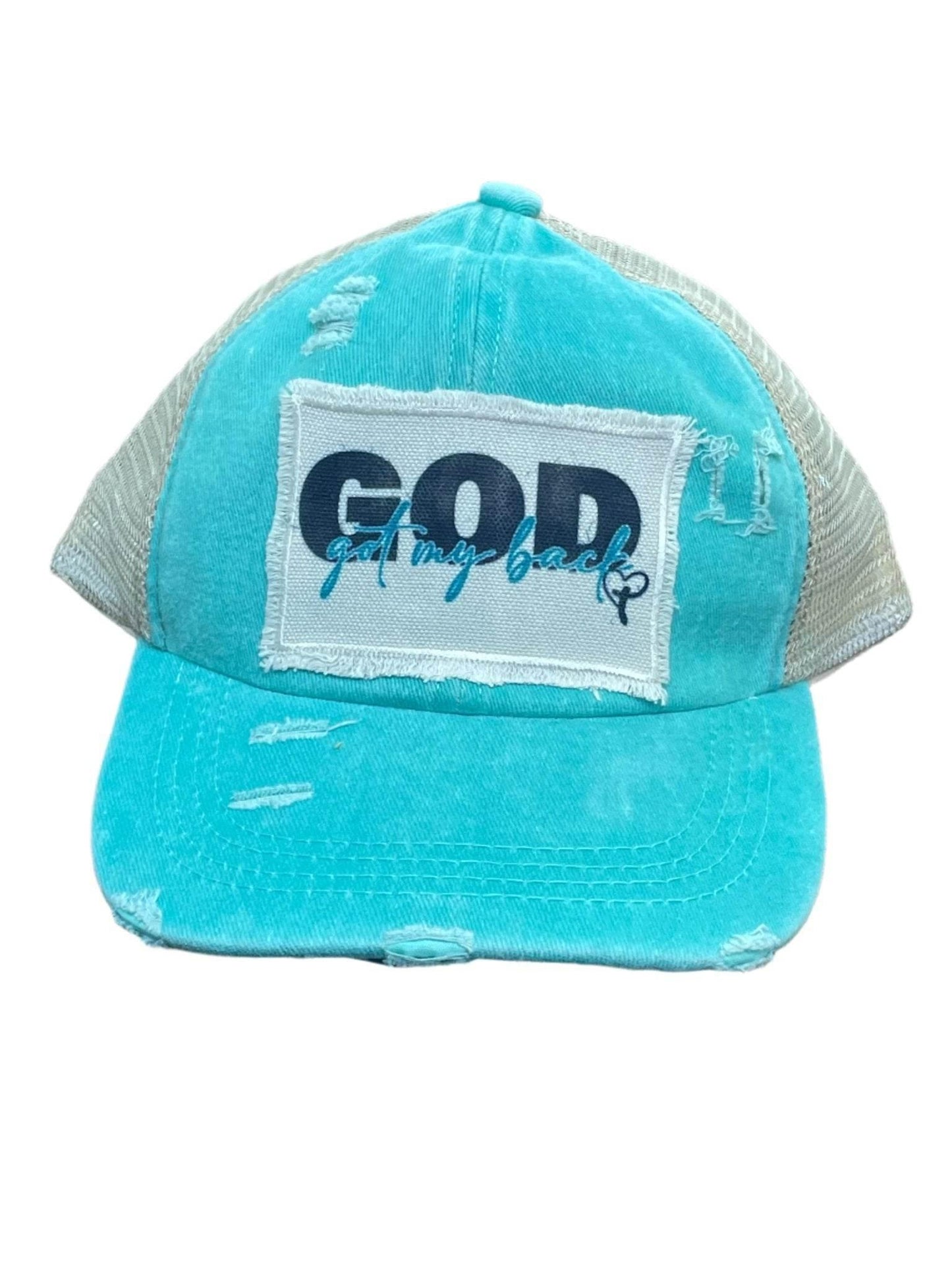 God Got My Back Distressed Ponytail Hat - The Redheaded StoryKeeper