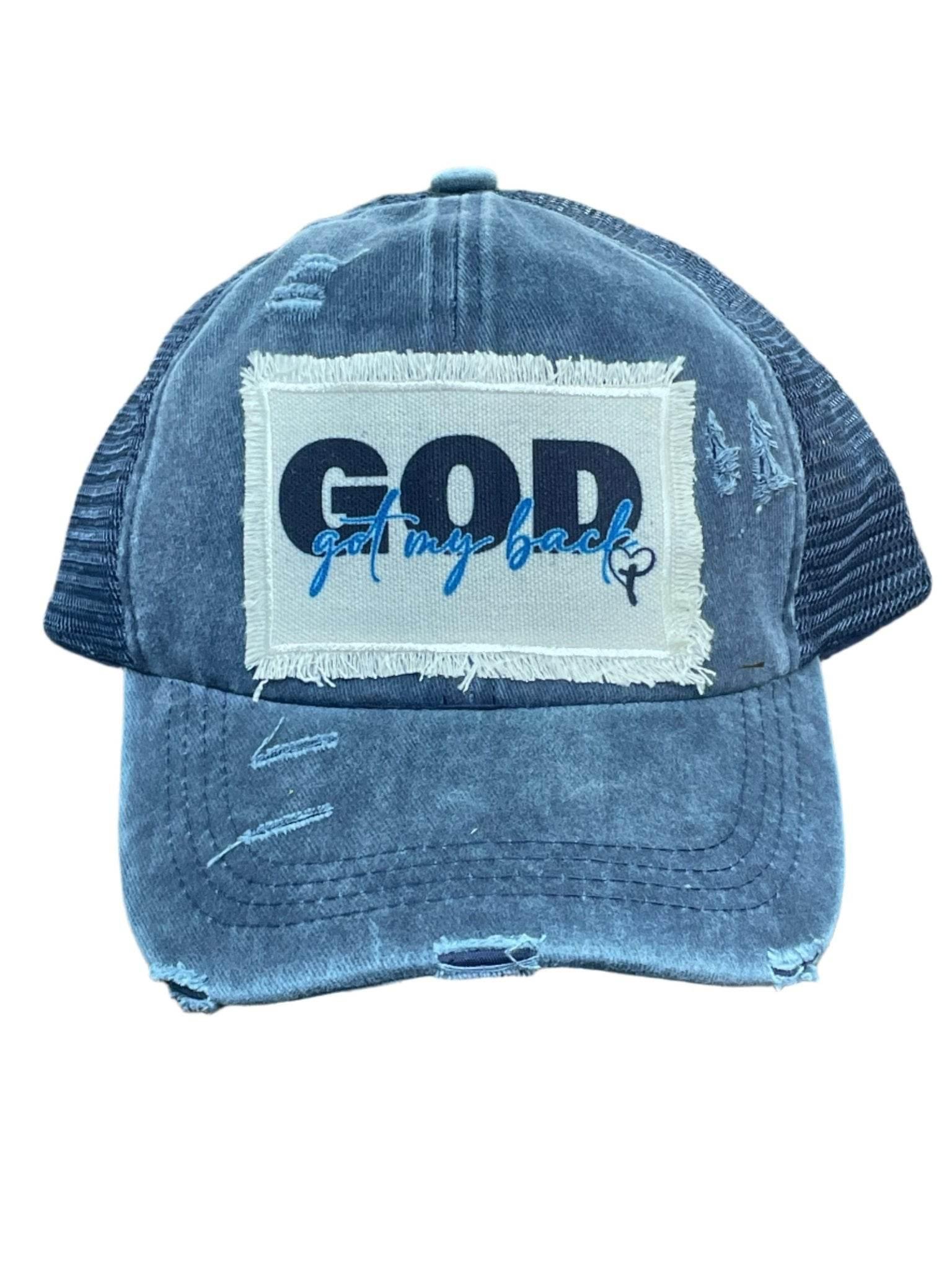 God Got My Back Distressed Ponytail Hat - The Redheaded StoryKeeper