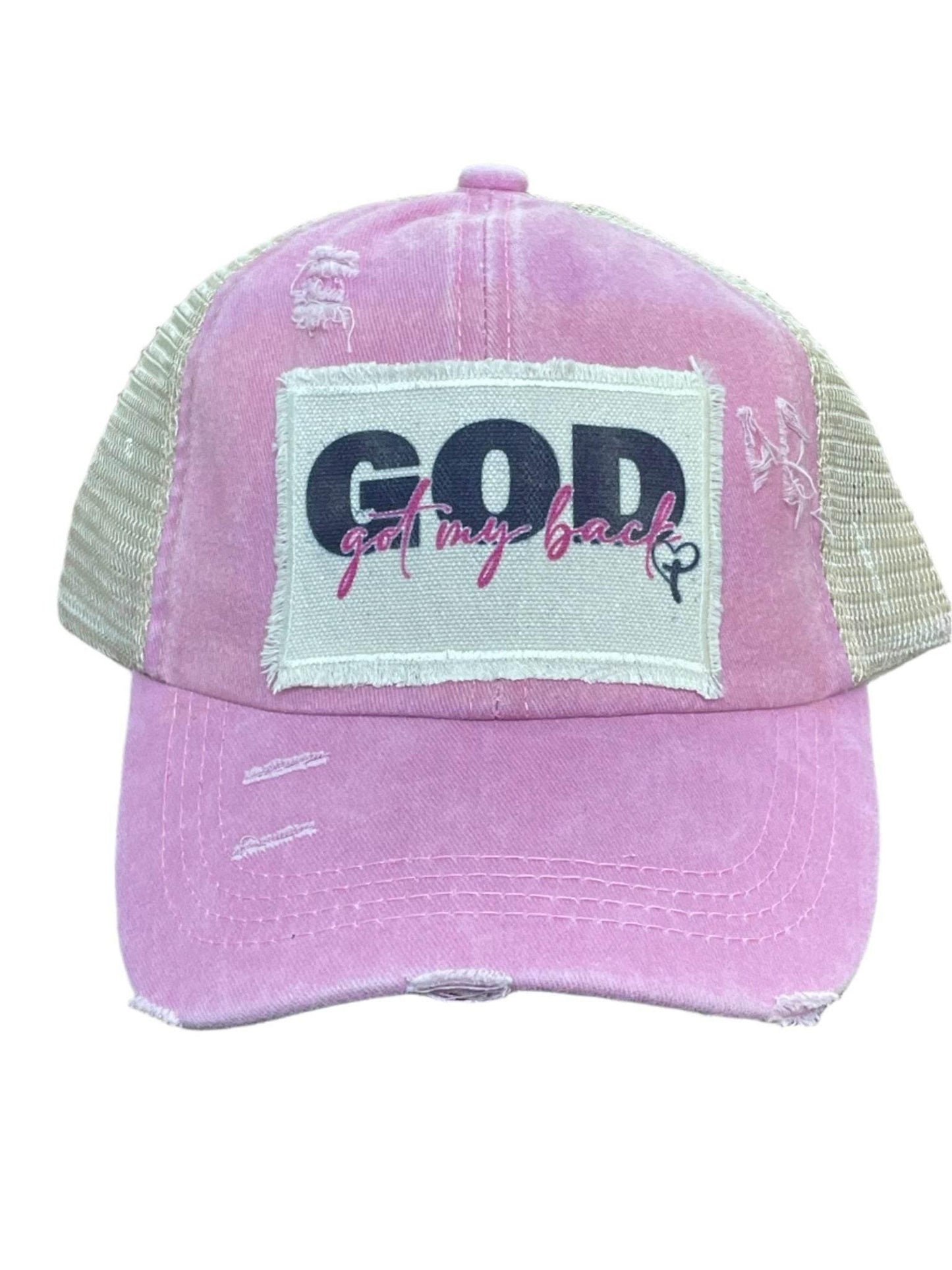God Got My Back Distressed Ponytail Hat - The Redheaded StoryKeeper