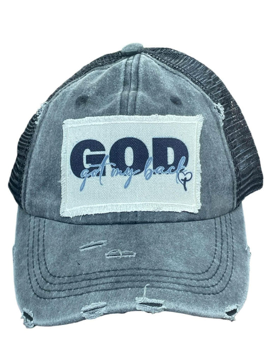 God Got My Back Distressed Ponytail Hat - The Redheaded StoryKeeper