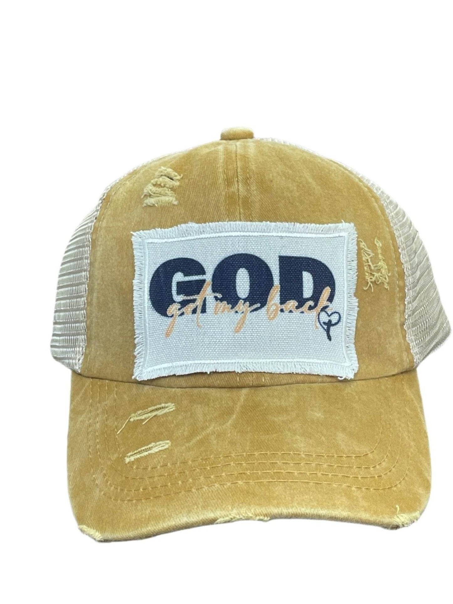 God Got My Back Distressed Ponytail Hat - The Redheaded StoryKeeper