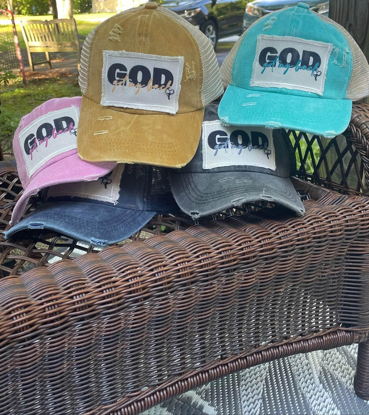 God Got My Back Distressed Ponytail Hat - The Redheaded StoryKeeper